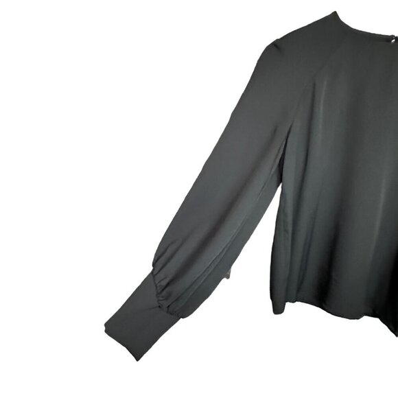 Express Long Sleeve Button Cuff Blouse Black Career Office Women's‎ Size Small - Picture 2 of 7